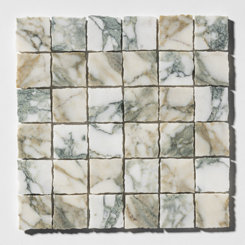 Calacatta Green Honed Hand Clipped Marble Mosaic 12×12