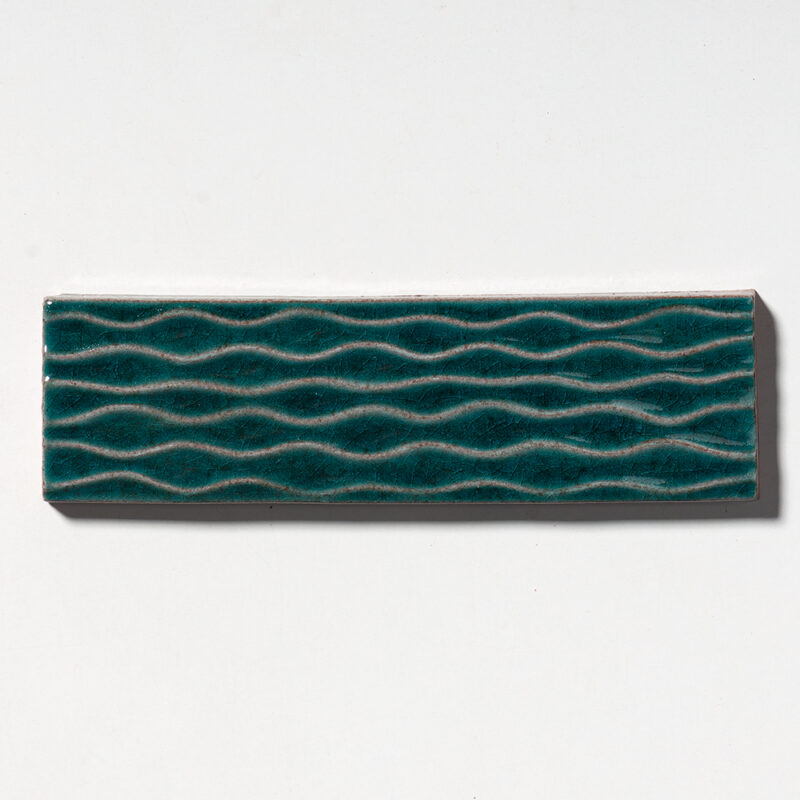 Aquamarine Glossy Rivulet Thin Brick Accent Tiles 2 1/4×7 7/8
