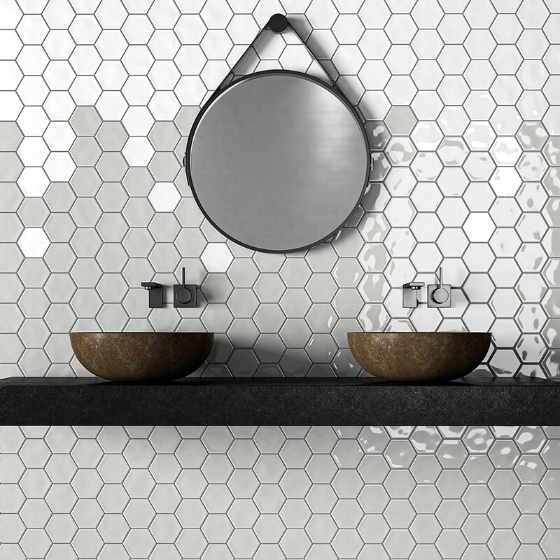 Royal White Glossy Hexagon 5 Ceramic Tile 5