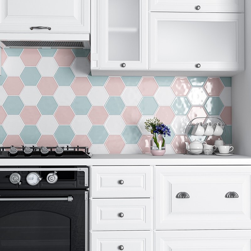Royal White Glossy Hexagon 5 Ceramic Tile 5