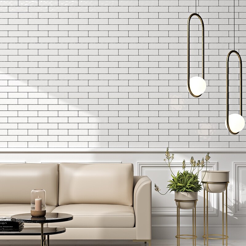 Royal White Glossy  Thin Brick Tile 2 1/4×7 7/8