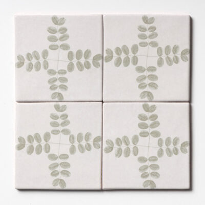 Biscuit Matte Garden Topiary Glazed Terracotta Tile 6×6