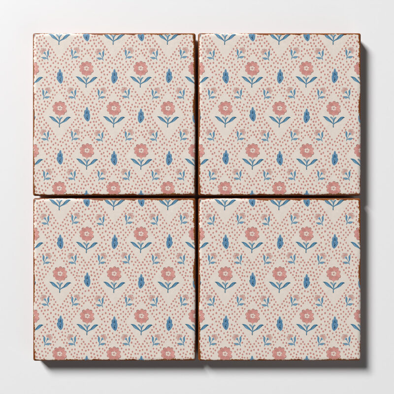 Petite Fleur Matte  Glazed Terracotta Tile 6×6