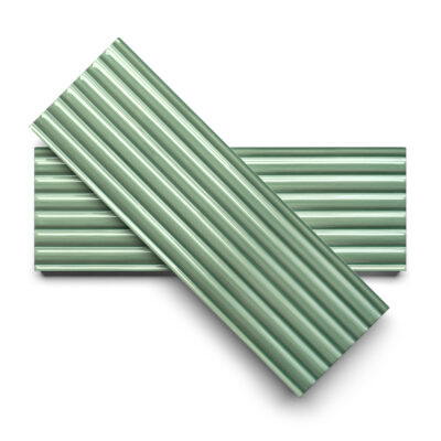 Sage Glossy Fluted Ceramic Tile 4×12