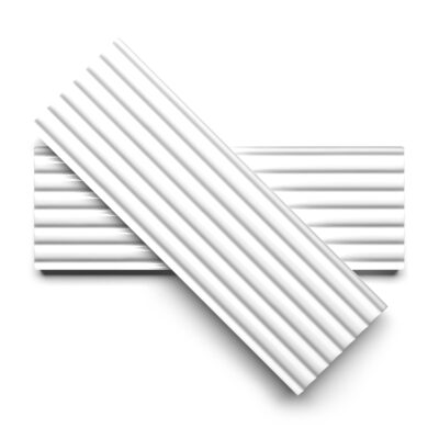 Royal White Glossy Fluted Ceramic Tile 4×12