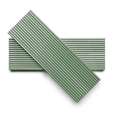 Sage Glossy Thin Fluted Ceramic Tile 4×12