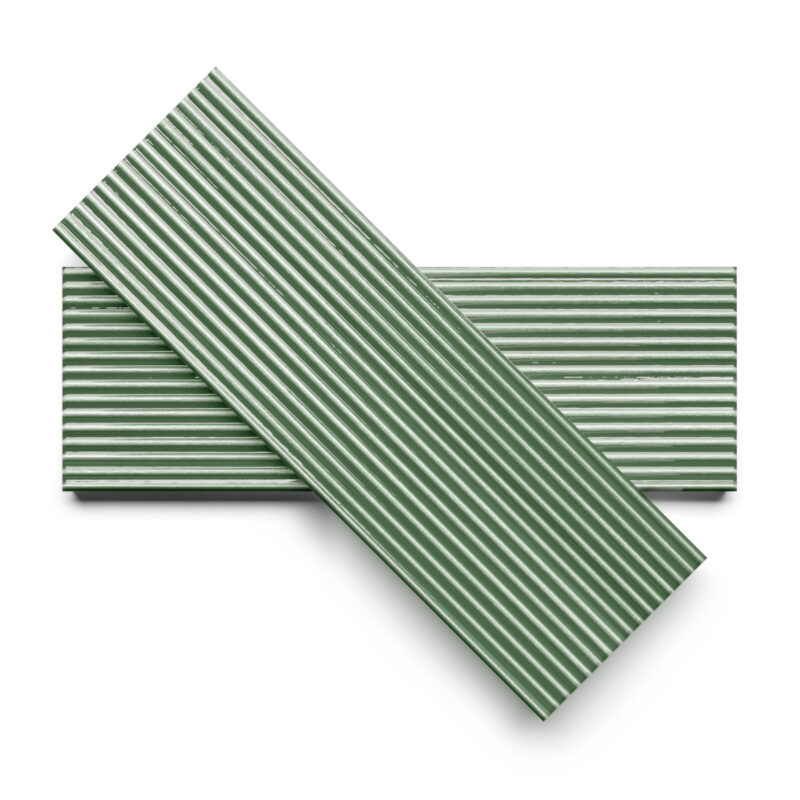 Sage Glossy Thin Fluted Ceramic Tile 4×12