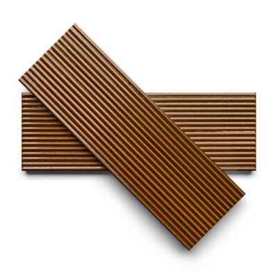 Hickory Glossy Thin Fluted Ceramic Tile 4×12