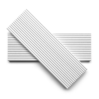 Royal White Glossy Thin Fluted Ceramic Tile 4×12